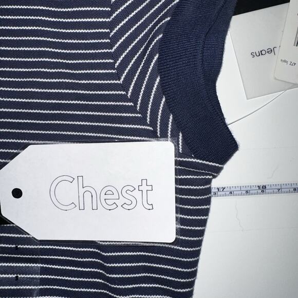 Calvin Klein Jeans Women’s Striped Polo Shirt Navy White Short Sleeve Size Small - Picture 8 of 8